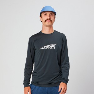 Black Altra EVERYDAY PERFORMANCE LONG SLEEVE Men's T-Shirt | Australia AL4213Y51