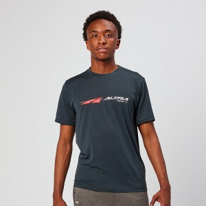 Black Altra EVERYDAY PERFORMANCE SHORT SLEEVE Men's T-Shirt | Australia AL0649F95