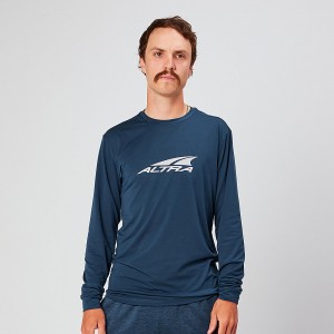 Navy Altra EVERYDAY PERFORMANCE LONG SLEEVE Men's T-Shirt | Australia AL8920U47