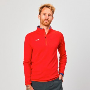 Red Altra CORE MERINO WOOL 1/2 ZIP Men's Tops | Australia AL7423H57