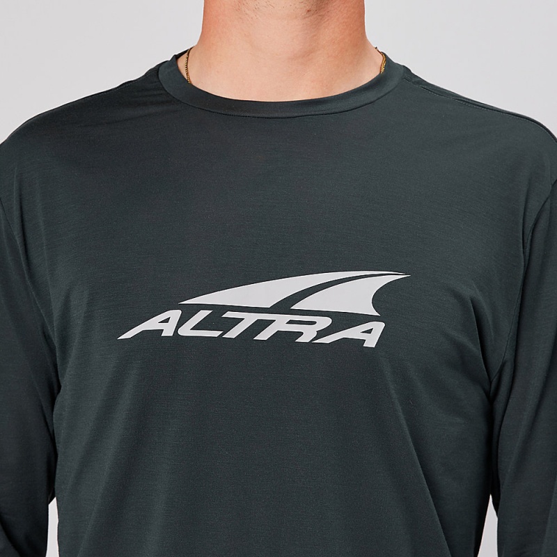 Black Altra EVERYDAY PERFORMANCE LONG SLEEVE Men's T-Shirt | Australia AL4213Y51