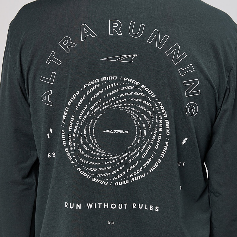 Black Altra EVERYDAY PERFORMANCE LONG SLEEVE Men's T-Shirt | Australia AL4213Y51