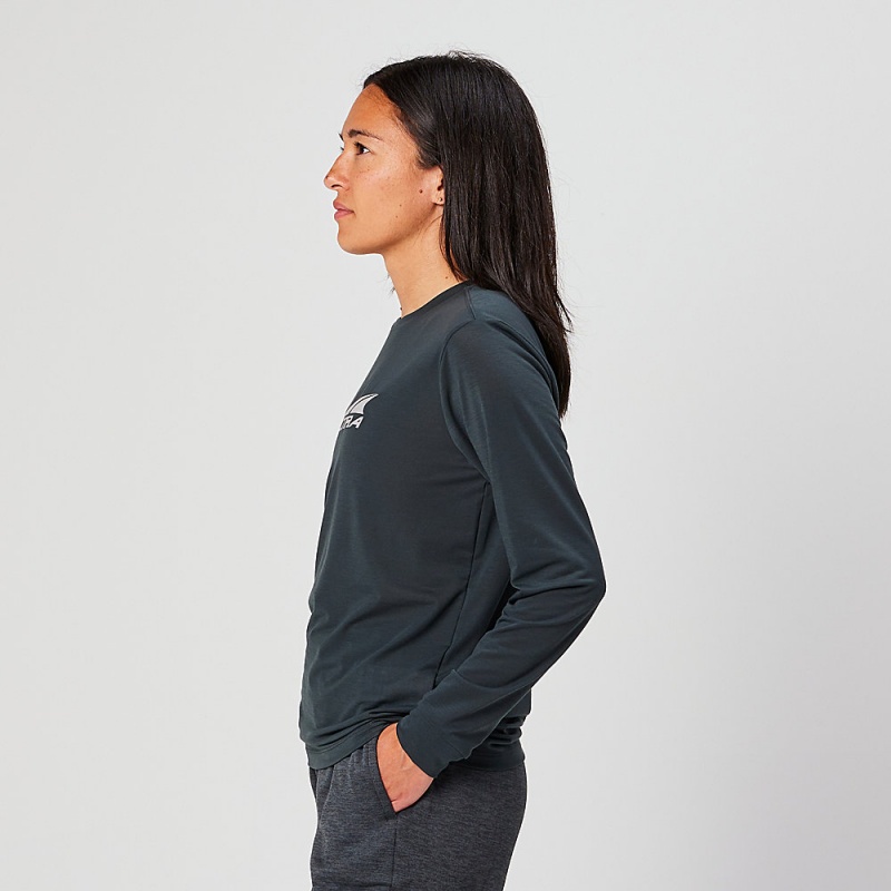 Black Altra EVERYDAY PERFORMANCE LONG SLEEVE Women's T-Shirt | Australia AL1590M13