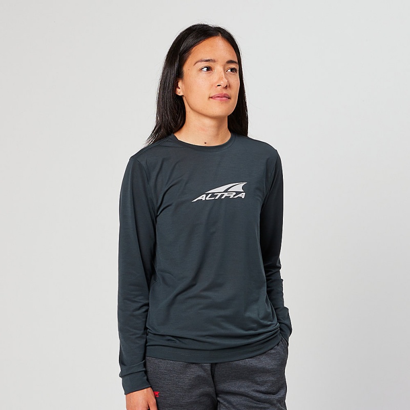 Black Altra EVERYDAY PERFORMANCE LONG SLEEVE Women\'s T-Shirt | Australia AL1590M13