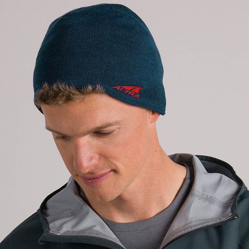 Blue Altra MERINO RUN Men's Beanie | Australia AL0964V36