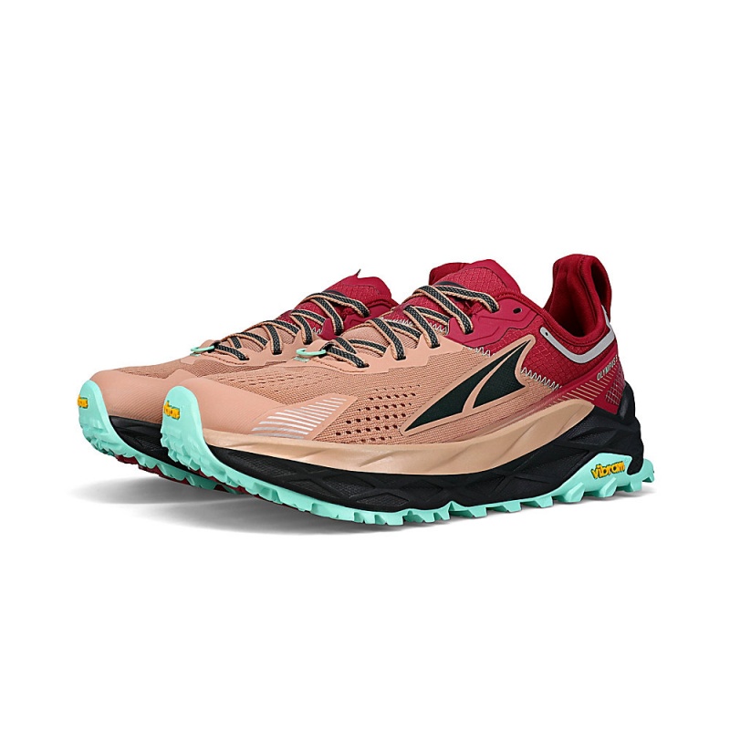 Brown / Red Altra OLYMPUS 5 Women's Trail Running Shoes | Australia AL0496P15