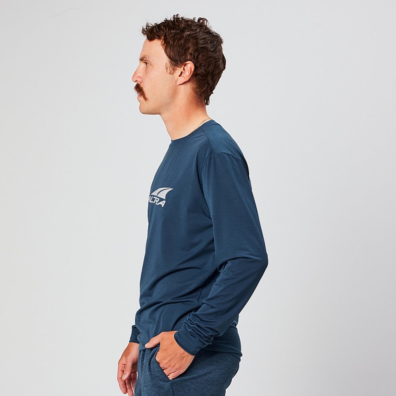 Navy Altra EVERYDAY PERFORMANCE LONG SLEEVE Men's T-Shirt | Australia AL8920U47