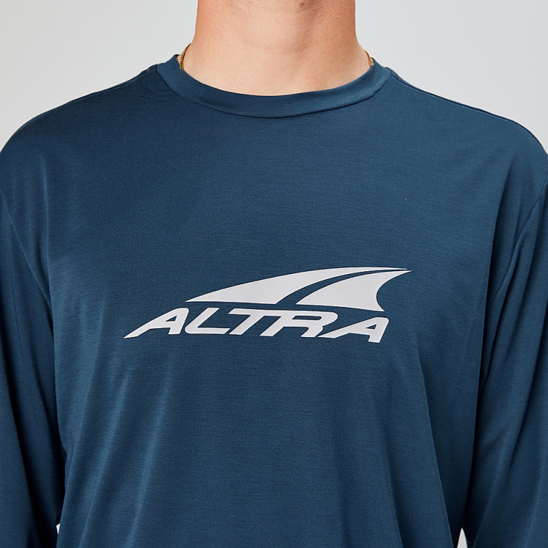 Navy Altra EVERYDAY PERFORMANCE LONG SLEEVE Men's T-Shirt | Australia AL8920U47