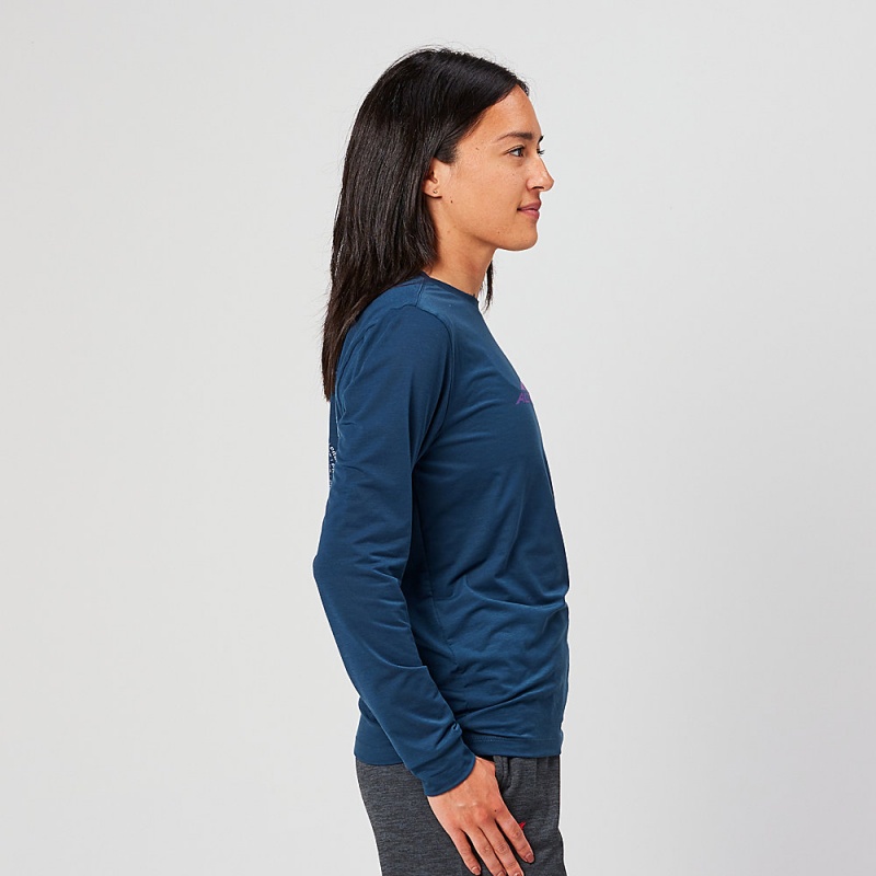 Navy Altra EVERYDAY PERFORMANCE LONG SLEEVE Women's T-Shirt | Australia AL0219N23