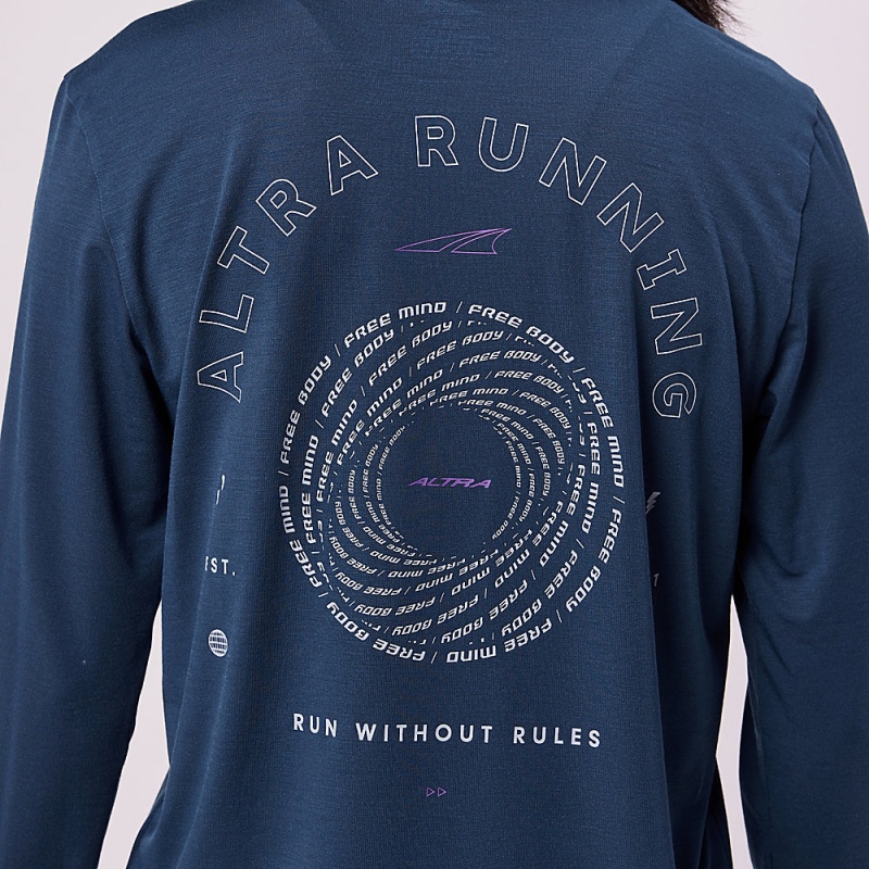 Navy Altra EVERYDAY PERFORMANCE LONG SLEEVE Women's T-Shirt | Australia AL0219N23