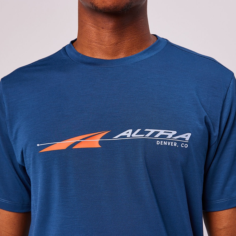 Navy Altra EVERYDAY PERFORMANCE SHORT SLEEVE Men's T-Shirt | Australia AL5123D25