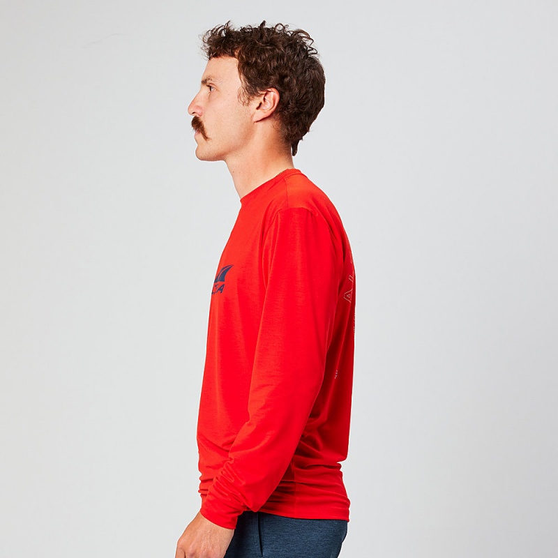 Red Altra EVERYDAY PERFORMANCE LONG SLEEVE Men's T-Shirt | Australia AL7389T49