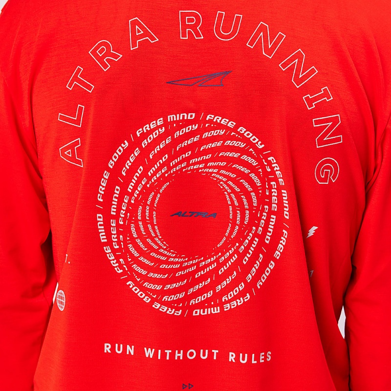 Red Altra EVERYDAY PERFORMANCE LONG SLEEVE Men's T-Shirt | Australia AL7389T49