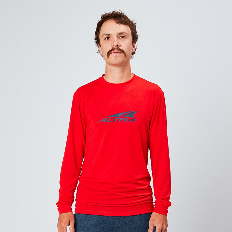 Red Altra EVERYDAY PERFORMANCE LONG SLEEVE Men\'s T-Shirt | Australia AL7389T49