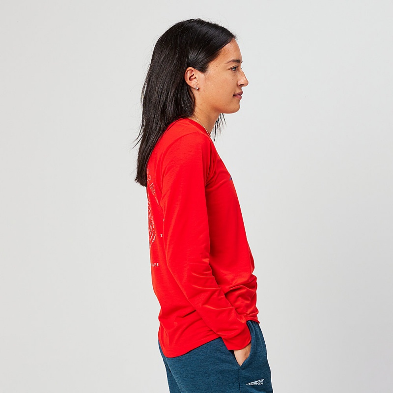 Red Altra EVERYDAY PERFORMANCE LONG SLEEVE Women's T-Shirt | Australia AL1372B30